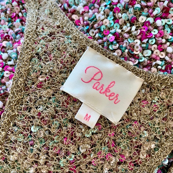 Parker Multicolor Sequin Racerback Tank sz M - Picture 3 of 4